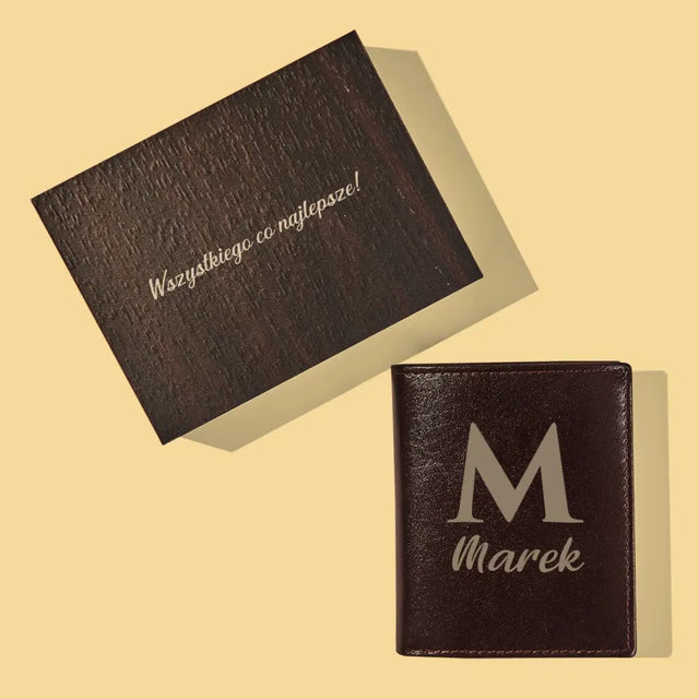 Monogram: Inicjał Imię - Portfel Męski z Grawerem