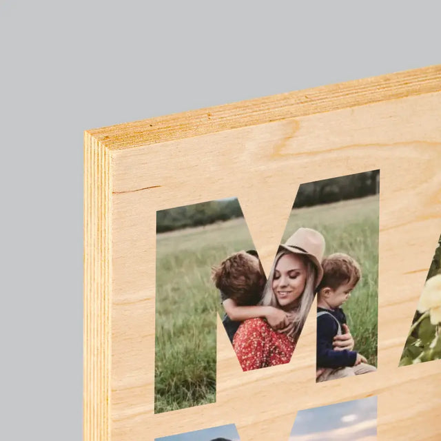 Słowo Ze Zdjęć: Mama - Wydruk Na Drewnie