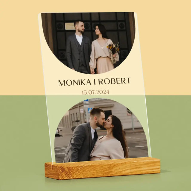 Fotokolaż: Data Ślubu - Wydruk Na Szkle Akrylowym