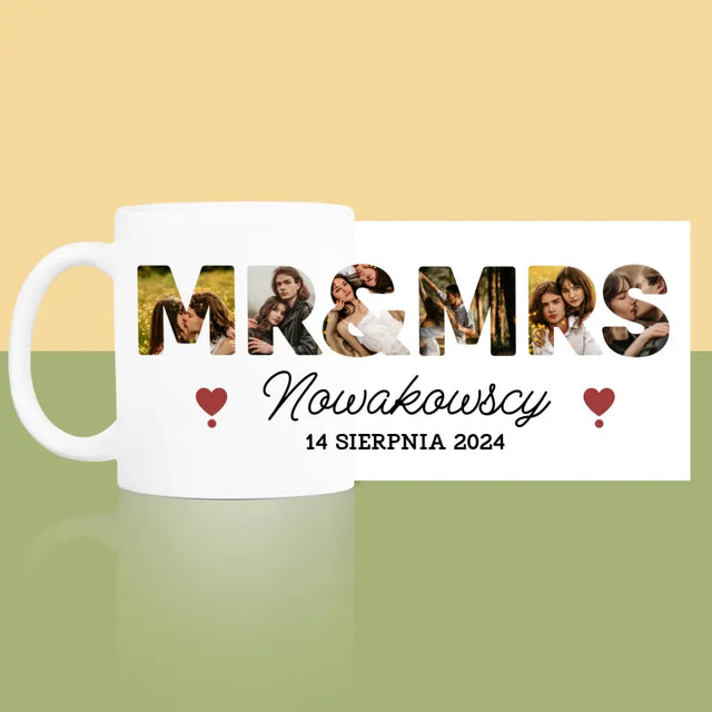 Słowo Ze Zdjęć: Mr&Mrs - Kubek z Nadrukiem
