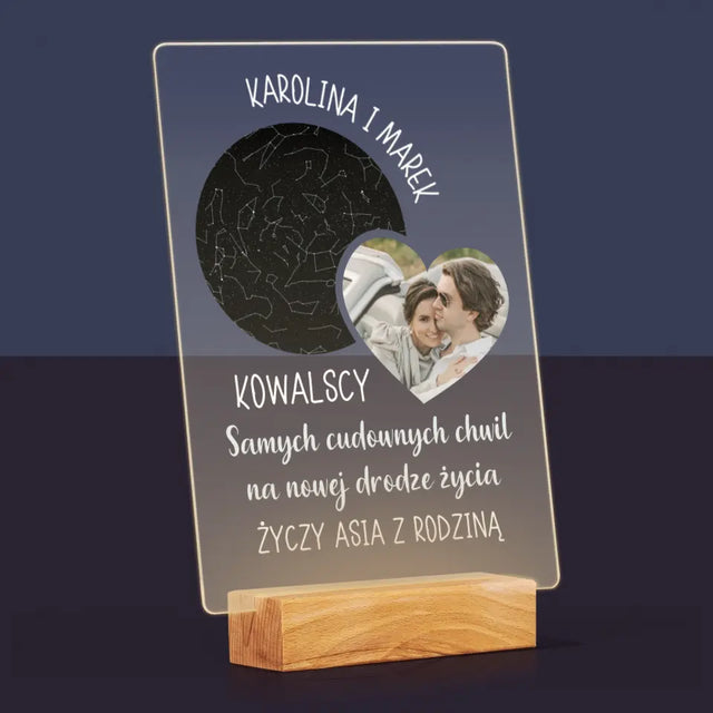 Mapa Gwiazd: Nowa Droga Życia Ślub - Wydruk Na Szkle Akrylowym