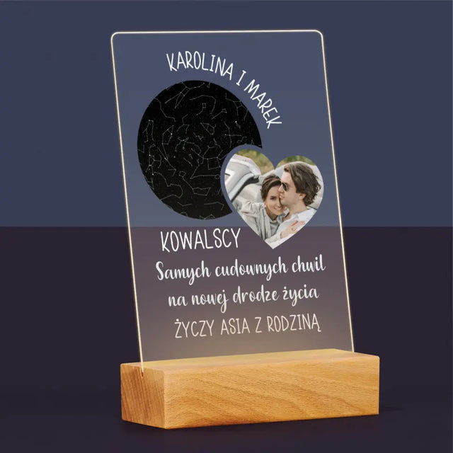 Mapa Gwiazd: Nowa Droga Życia Ślub - Wydruk Na Szkle Akrylowym