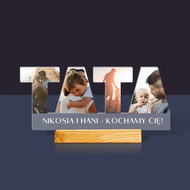 Kształt Ze Zdjęć: Słowo Tata - Szkło Akrylowe z Nadrukiem