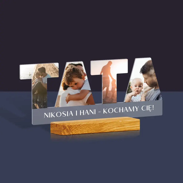 Kształt Ze Zdjęć: Słowo Tata - Szkło Akrylowe z Nadrukiem