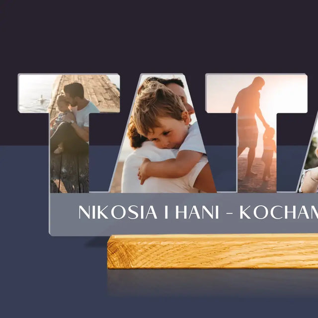 Kształt Ze Zdjęć: Słowo Tata - Szkło Akrylowe z Nadrukiem