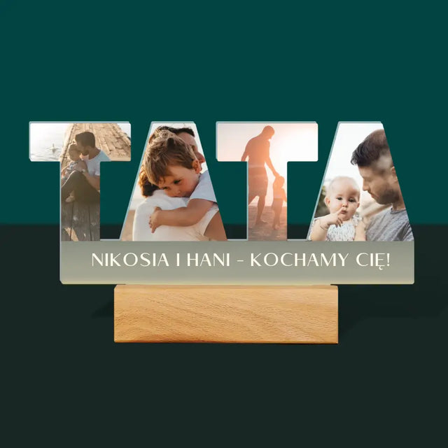 Kształt Ze Zdjęć: Słowo Tata - Szkło Akrylowe z Nadrukiem