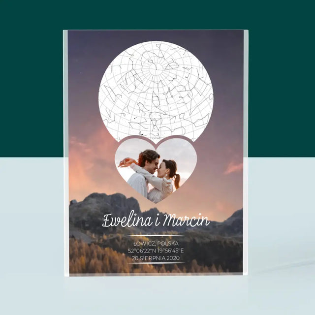 Mapa Gwiazd: Zakochana Para W Górach - Blok Akrylowy z Nadrukiem