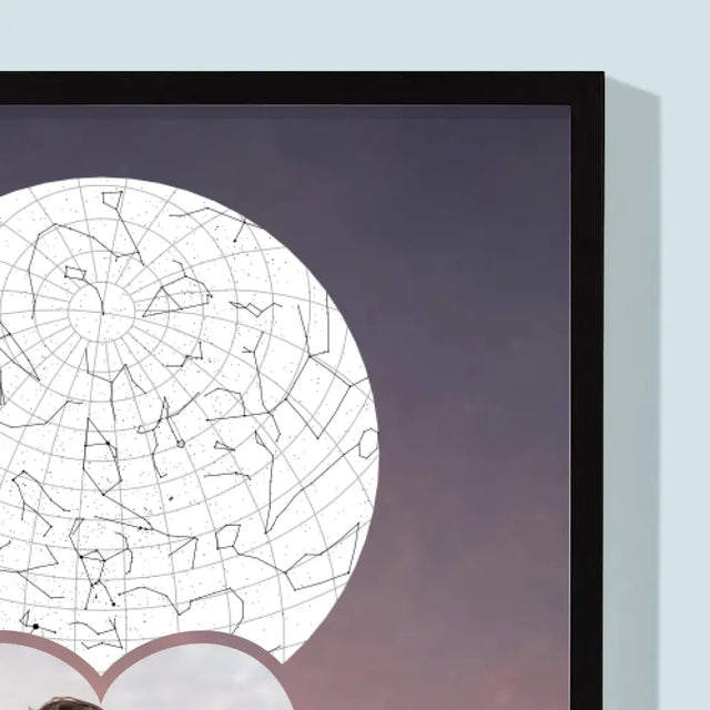 Mapa Gwiazd: Zakochana Para W Górach - Wydruk Obramowany