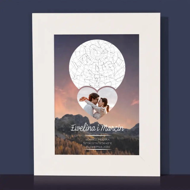Mapa Gwiazd: Zakochana Para W Górach - Ramka Na Zdjęcie
