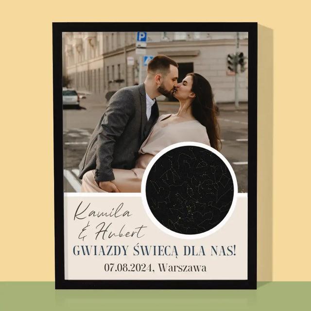 Mapa Gwiazd: Gwiazdy Świecą Dla Nas - Wydruk Obramowany