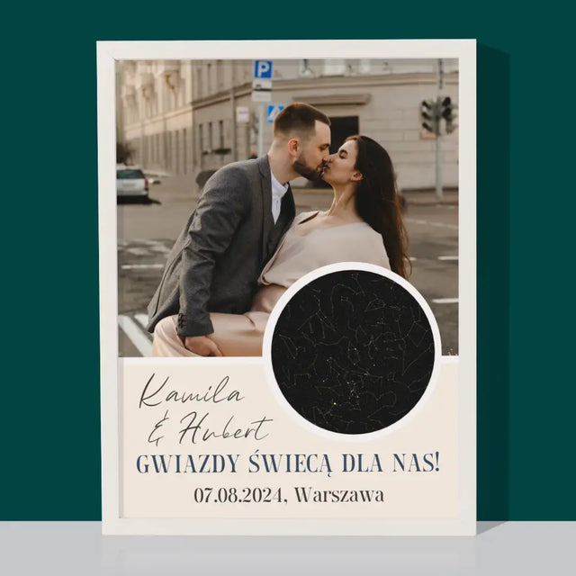 Mapa Gwiazd: Gwiazdy Świecą Dla Nas - Wydruk Obramowany