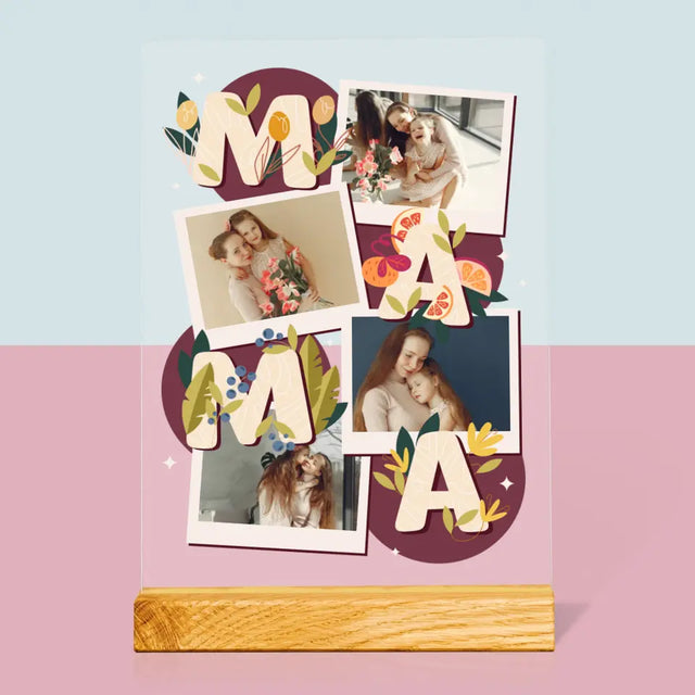 Fotokolaż: Literki Mama - Wydruk Na Szkle Akrylowym