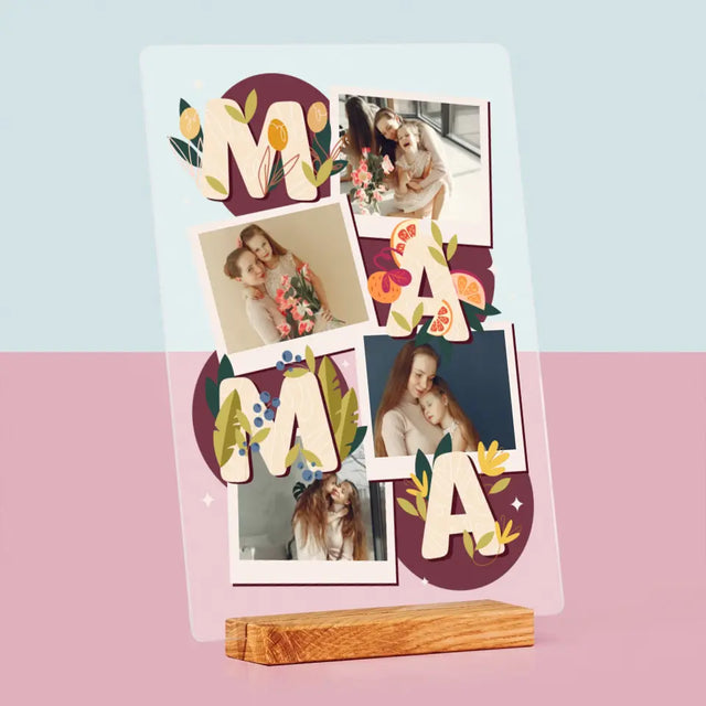 Fotokolaż: Literki Mama - Wydruk Na Szkle Akrylowym