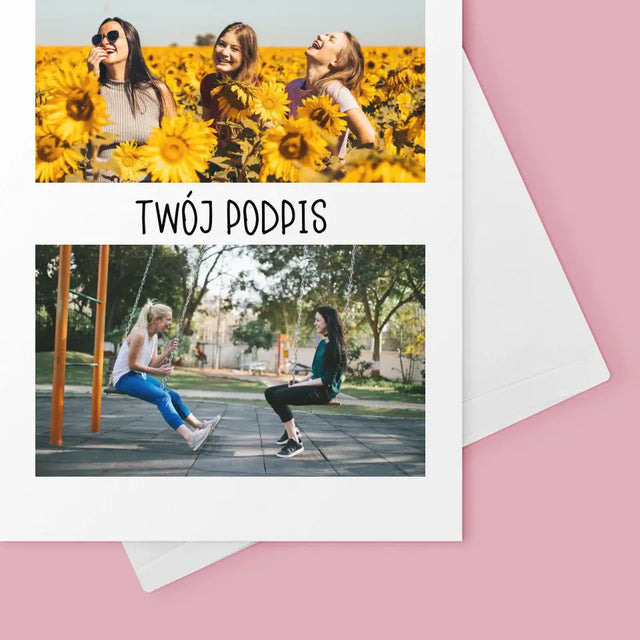 Fotokolaż: 2 Zdjęcia i Podpis - Kartka z Życzeniami