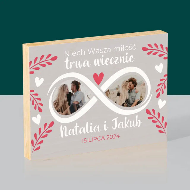 Fotokolaż: Niech Wasza Miłość Trwa Wiecznie - Wydruk Na Drewnie