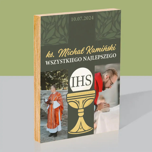 Fotokolaż: Wszystkiego Najlepszego Krzyż - Wydruk Na Drewnie