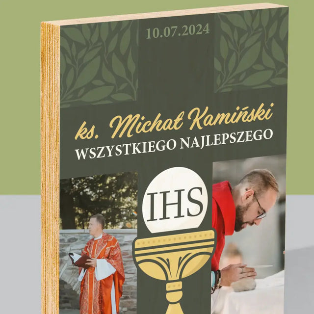 Fotokolaż: Wszystkiego Najlepszego Krzyż - Wydruk Na Drewnie