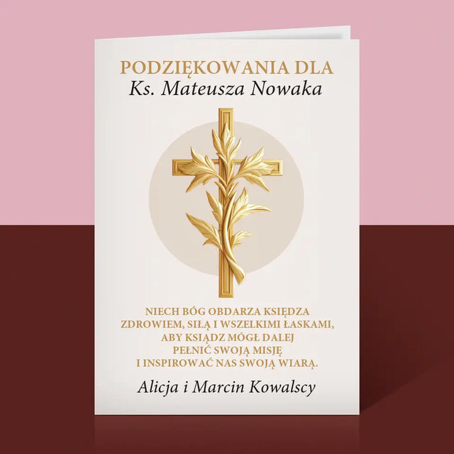 Imię i Podpis: Podziękowania Dla Księdza - Kartka z Życzeniami
