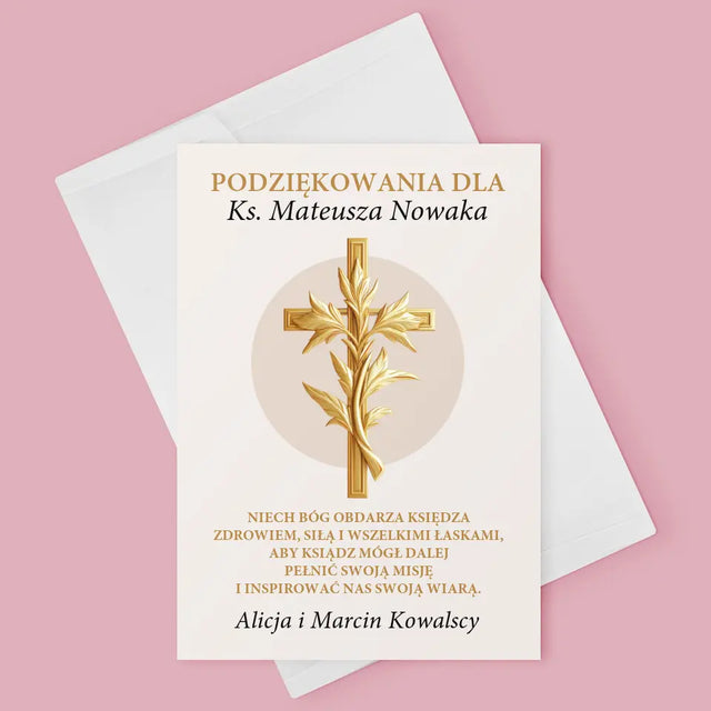 Imię i Podpis: Podziękowania Dla Księdza - Kartka z Życzeniami