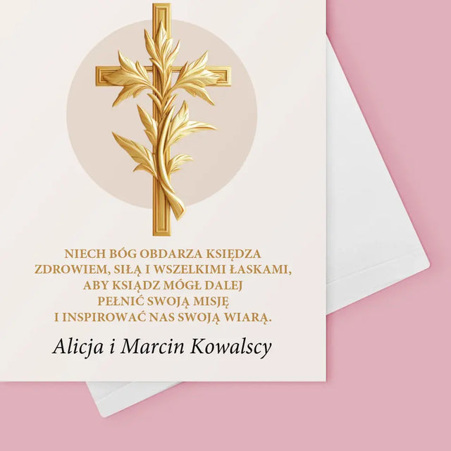 Imię i Podpis: Podziękowania Dla Księdza - Kartka z Życzeniami