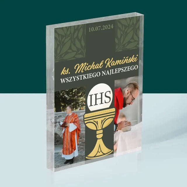 Fotokolaż: Wszystkiego Najlepszego Krzyż - Blok Akrylowy z Nadrukiem