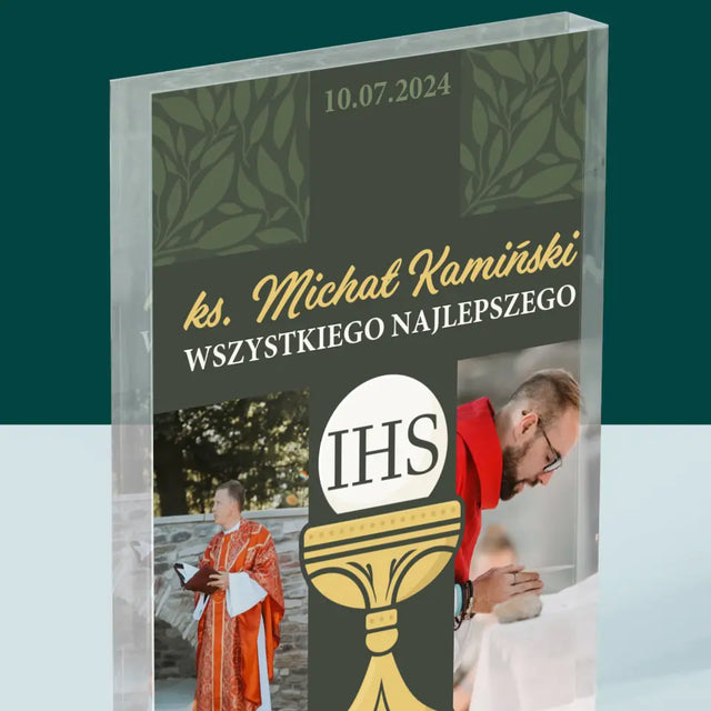 Fotokolaż: Wszystkiego Najlepszego Krzyż - Blok Akrylowy z Nadrukiem