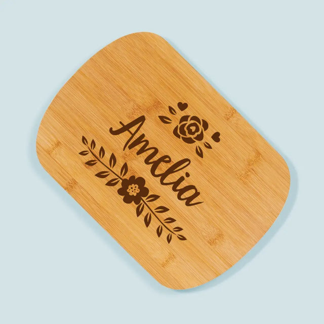 Monogram: Imię Kwiatek - Deska Kuchenna z Grawerem