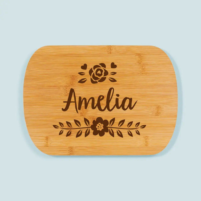 Monogram: Imię Kwiatek - Deska Kuchenna z Grawerem