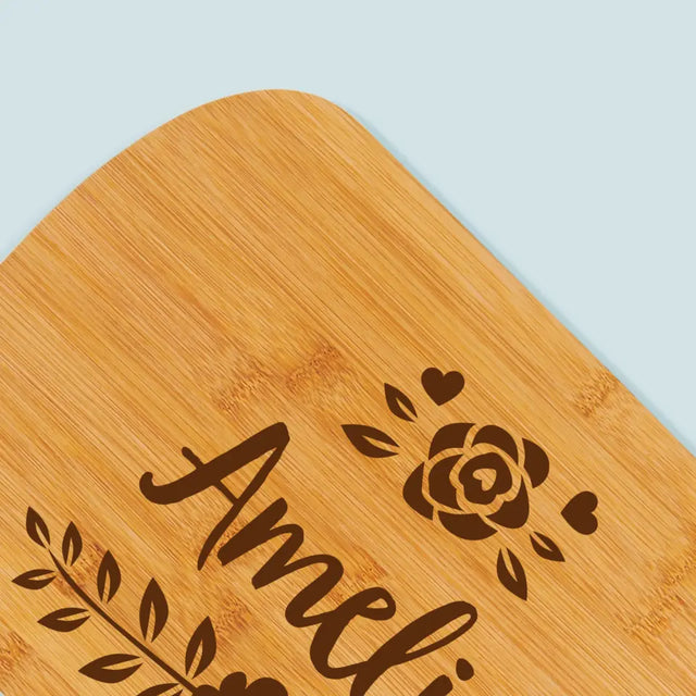Monogram: Imię Kwiatek - Deska Kuchenna z Grawerem