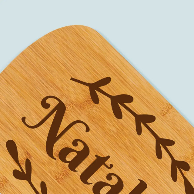 Monogram: Imię Listki - Deska Kuchenna z Grawerem
