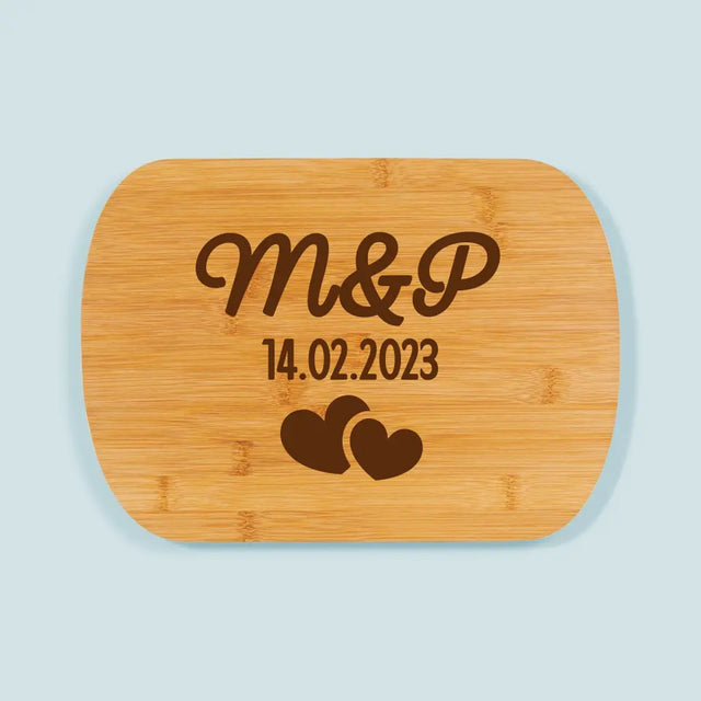 Monogram: Inicjały Serca - Deska Kuchenna z Grawerem