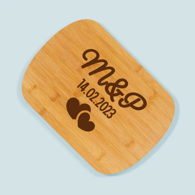 Monogram: Inicjały Serca - Deska Kuchenna z Grawerem