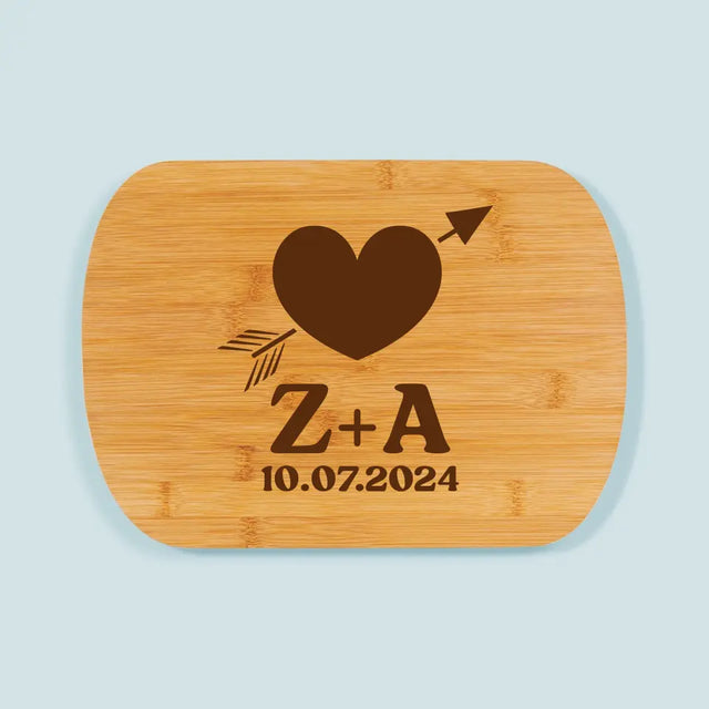 Monogram: Inicjały Serce Ze Strzałą - Deska Kuchenna z Grawerem