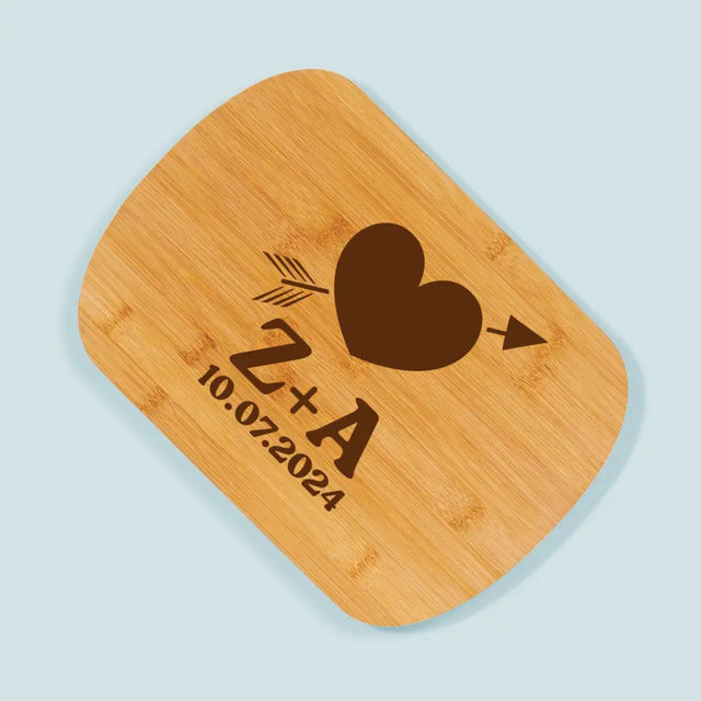 Monogram: Inicjały Serce Ze Strzałą - Deska Kuchenna z Grawerem