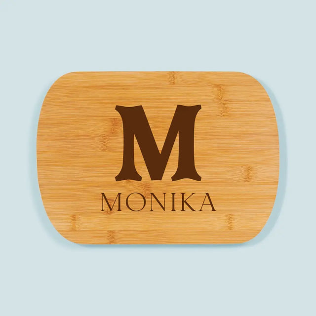 Monogram: Inicjał Imię Retro - Deska Kuchenna z Grawerem