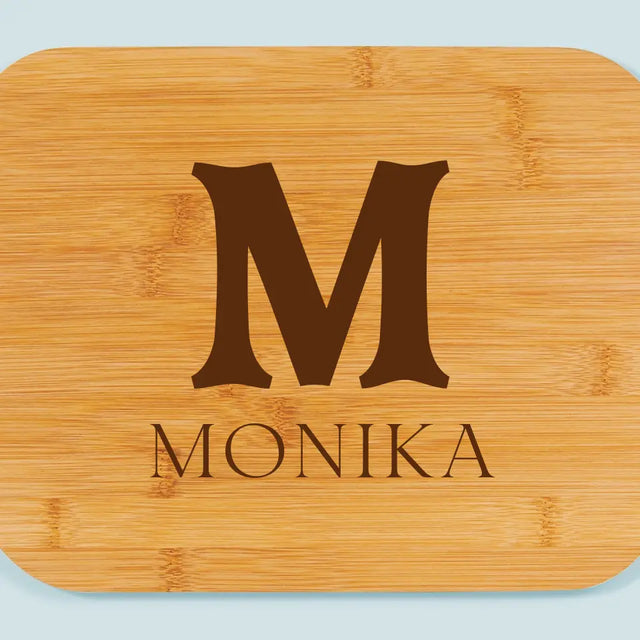 Monogram: Inicjał Imię Retro - Deska Kuchenna z Grawerem