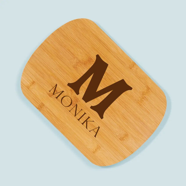 Monogram: Inicjał Imię Retro - Deska Kuchenna z Grawerem