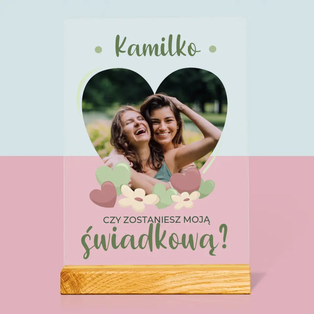 Zdjęcie i Podpis: Czy Zostaniesz Moją Świadkową Kwiaty - Wydruk Na Szkle Akrylowym