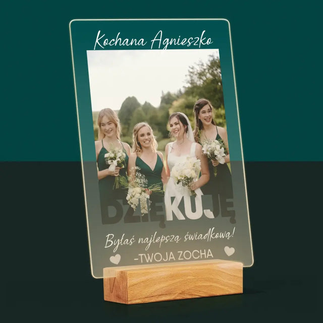 Zdjęcie i Podpis: Byłaś Najlepszą Świadkową - Wydruk Na Szkle Akrylowym