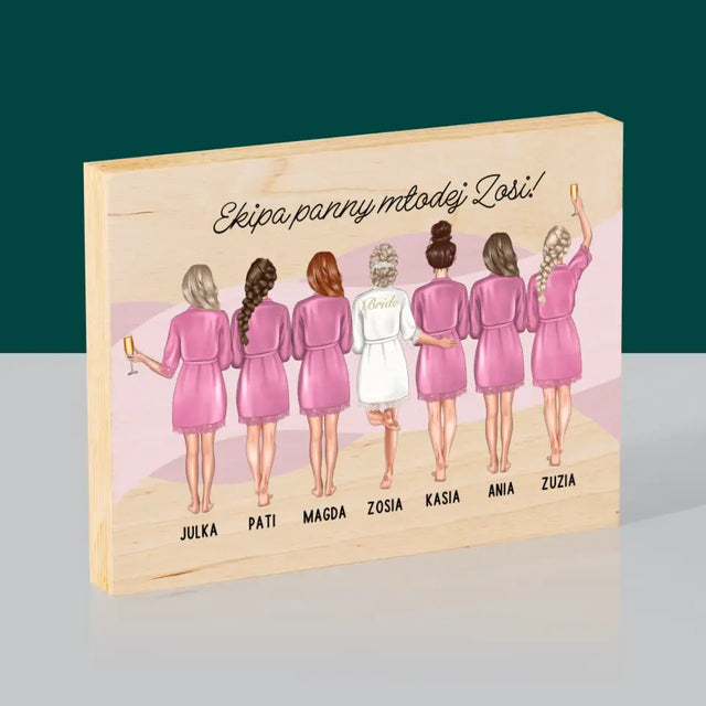 Kreator Postaci: Ekipa Panny Młodej - Wydruk Na Drewnie