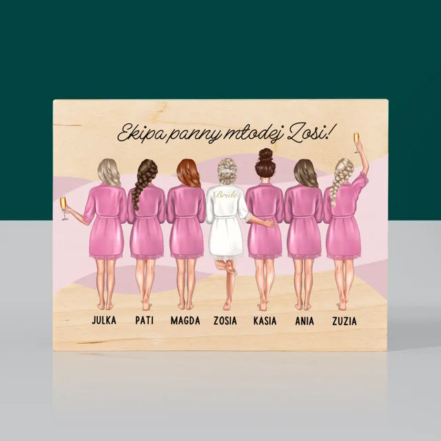 Kreator Postaci: Ekipa Panny Młodej - Wydruk Na Drewnie