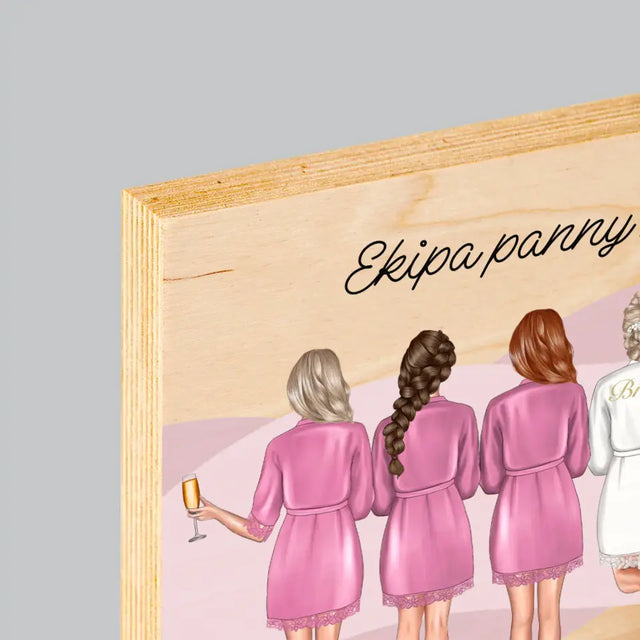 Kreator Postaci: Ekipa Panny Młodej - Wydruk Na Drewnie