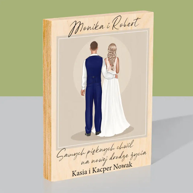 Kreator Postaci: Para Młoda - Wydruk Na Drewnie