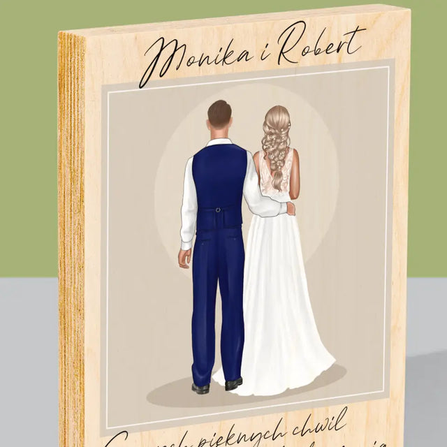 Kreator Postaci: Para Młoda - Wydruk Na Drewnie