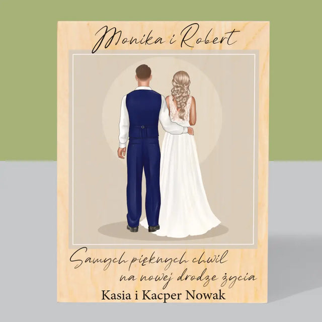 Kreator Postaci: Para Młoda - Wydruk Na Drewnie