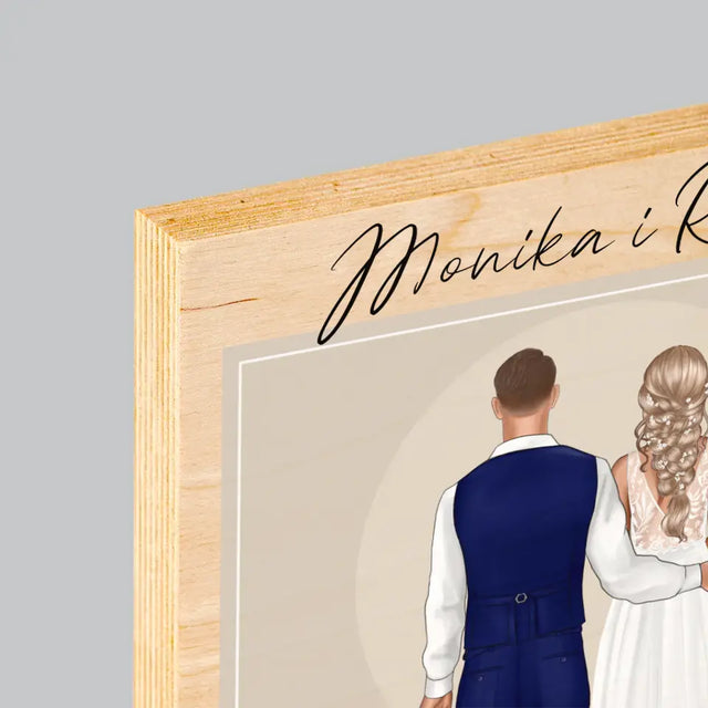 Kreator Postaci: Para Młoda - Wydruk Na Drewnie