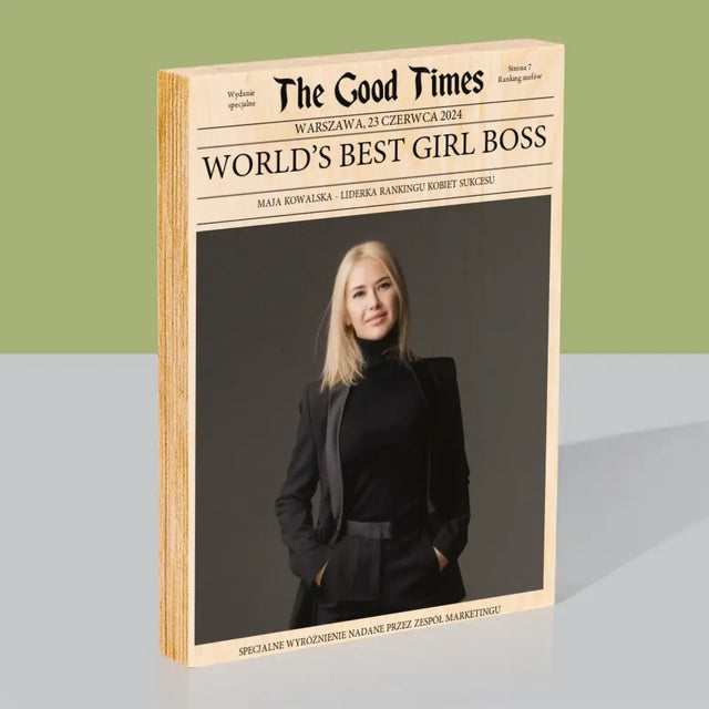 Okładka Magazynu: World’S Best Girl Boss - Wydruk Na Drewnie