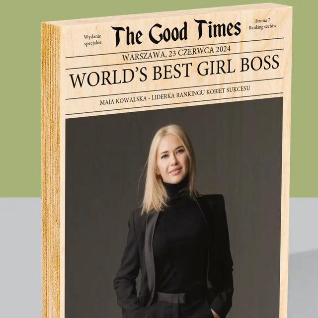 Okładka Magazynu: World’S Best Girl Boss - Wydruk Na Drewnie