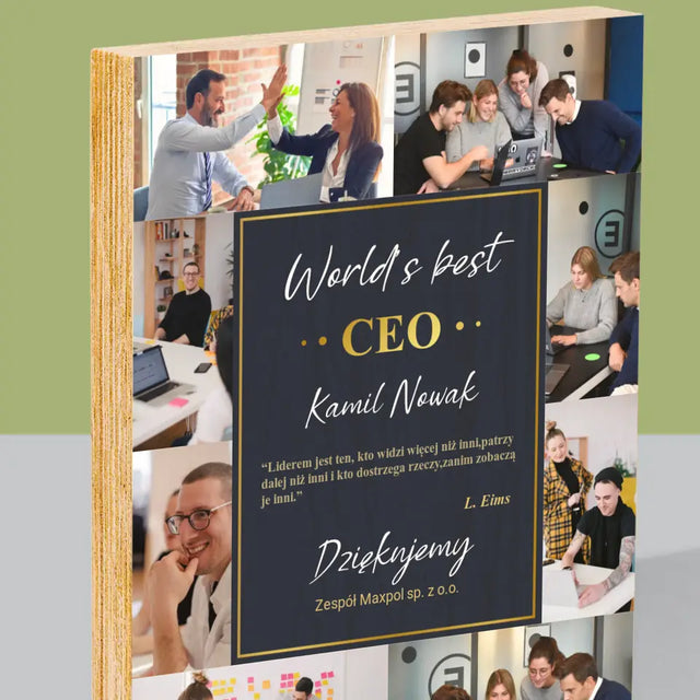 Fotokolaż: World’S Best Ceo - Wydruk Na Drewnie