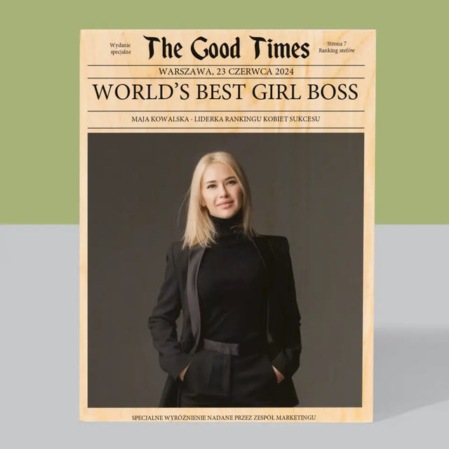 Okładka Magazynu: World’S Best Girl Boss - Wydruk Na Drewnie
